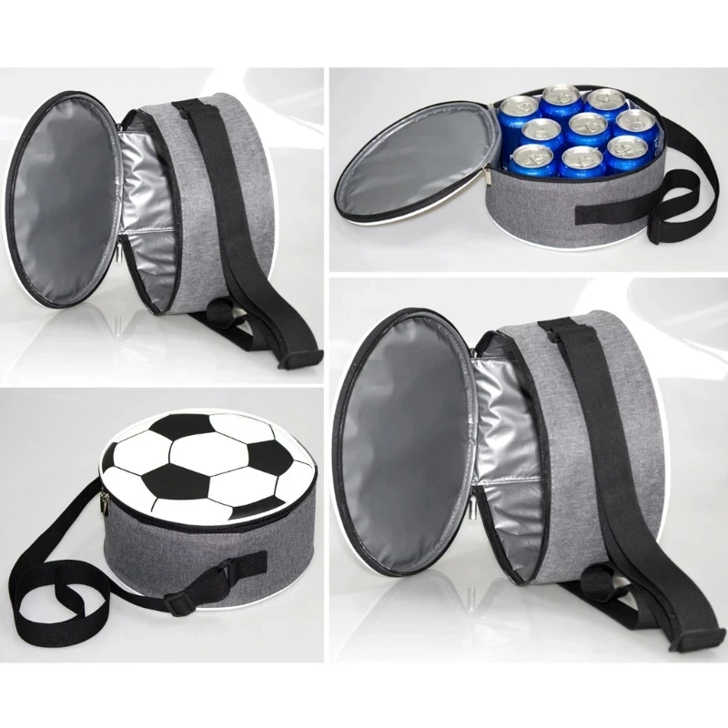 Kreative und lustige isolierte Fußball-Lunch-Tasche für Fußballfans, Männer und Frauen, kühle Lunch-Tasche, Lunchbox, Tragetasche für Schulmädchen – Detail 3