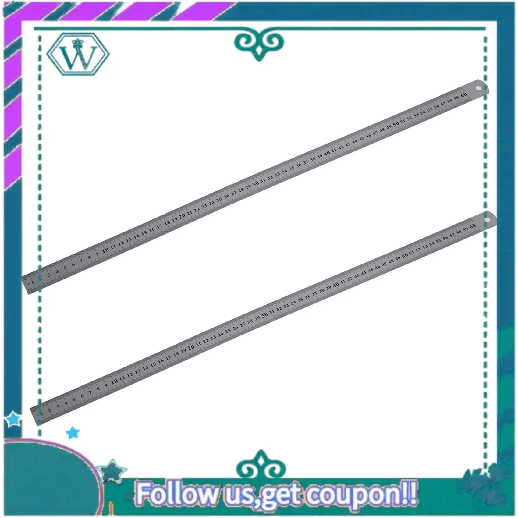 A75Q-2X aço inoxidável 60cm 23,6 polegadas que mede a régua reta longa