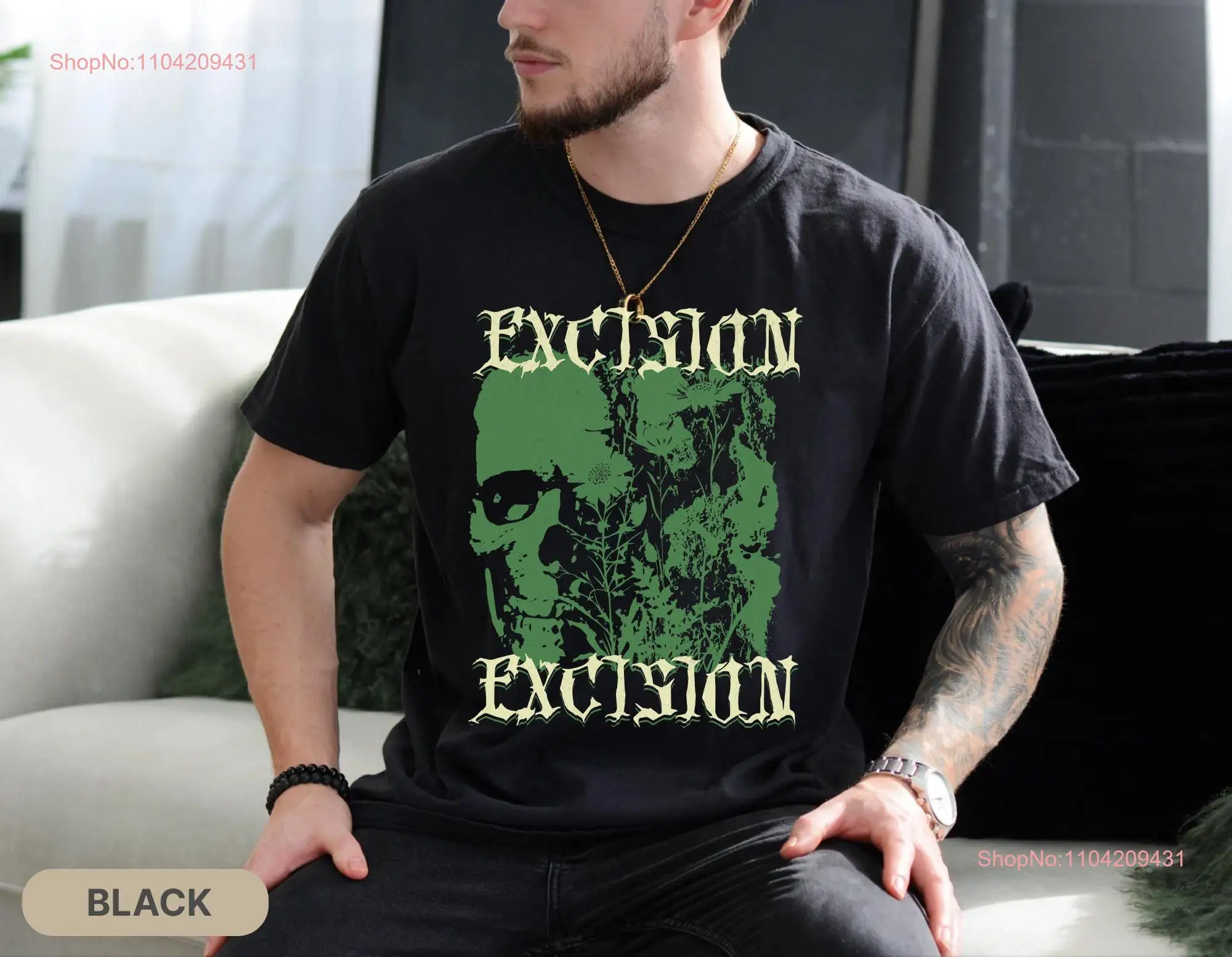 Excision T Shirt Green Skulls Flowers Dubstep Festival Riddim Top EDM Lover Rave Merch Drum Bass Outfit Electronic Music