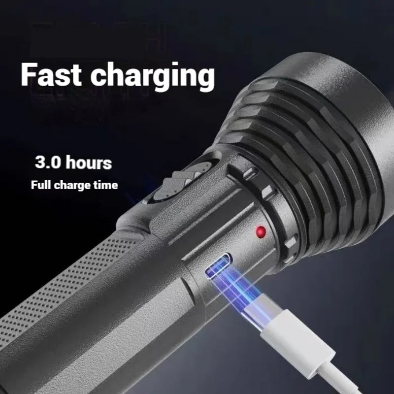 EDC Flashlight Portable rechargeable led lamp USB  self defense Lantern  Emergency lighting For night working and fishing