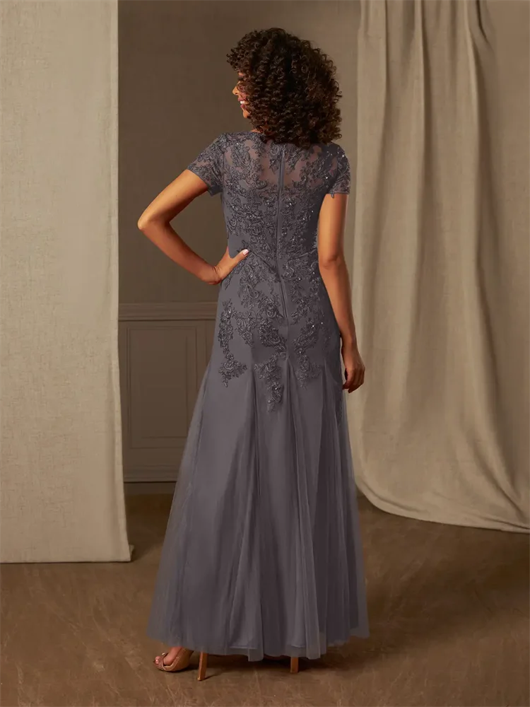 2023 madre della sposa abiti da sposa per gli ospiti maniche corte o-collo perline corpetto fascia in Chiffon elegante stampato lungo Gonws