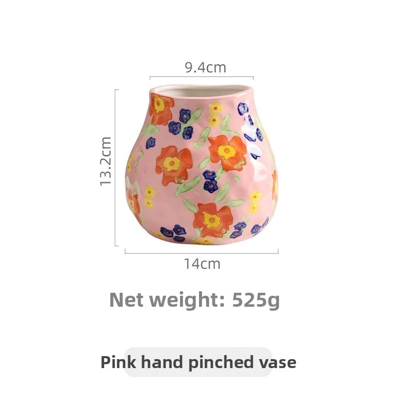 French Hand Painted Ceramic Mug Luxury Home Decor Floral Vase Retro Flower Arrangement