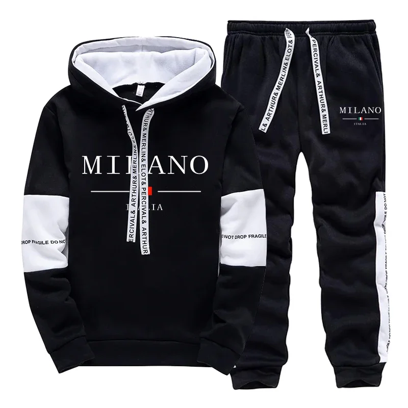 Men's Set/Hoodie/Pants Italy Trendy Hoodie Sportswear Outfit 2026 Autumn Daily Casual Fashion Hooded Sweatshirt and Jogger Pants