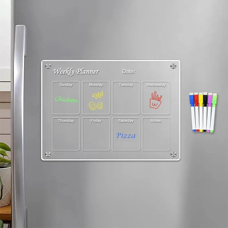 A4 واضح الاكريليك مغناطيس الثلاجة التقويم الشهري الأسبوعي مخطط شفافة الثلاجة المغناطيسي شخصية ملصق ديكو