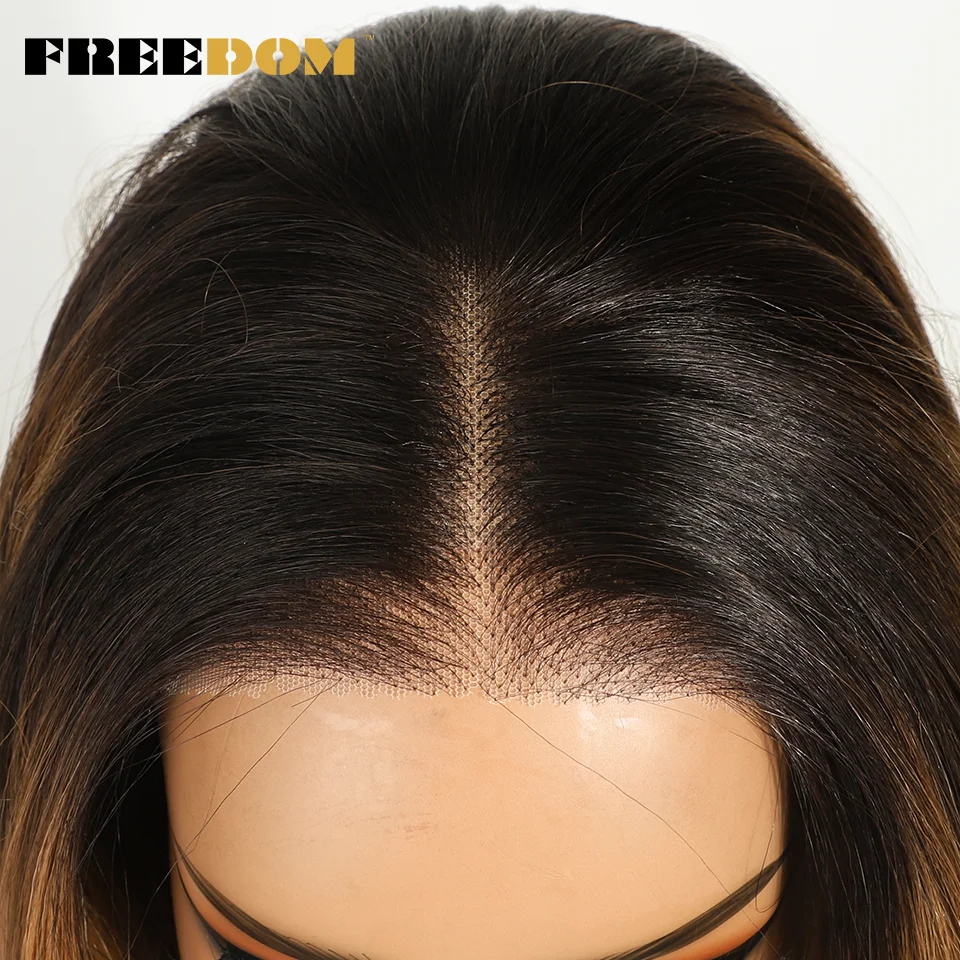 الحرية الاصطناعية الدانتيل الجبهة الباروكات للنساء السود الطبيعية متموجة أومبير براون 6x4 قبل قطعها قبل قطع ارتداء والذهاب غلويليس شعر مستعار دانتيل #5