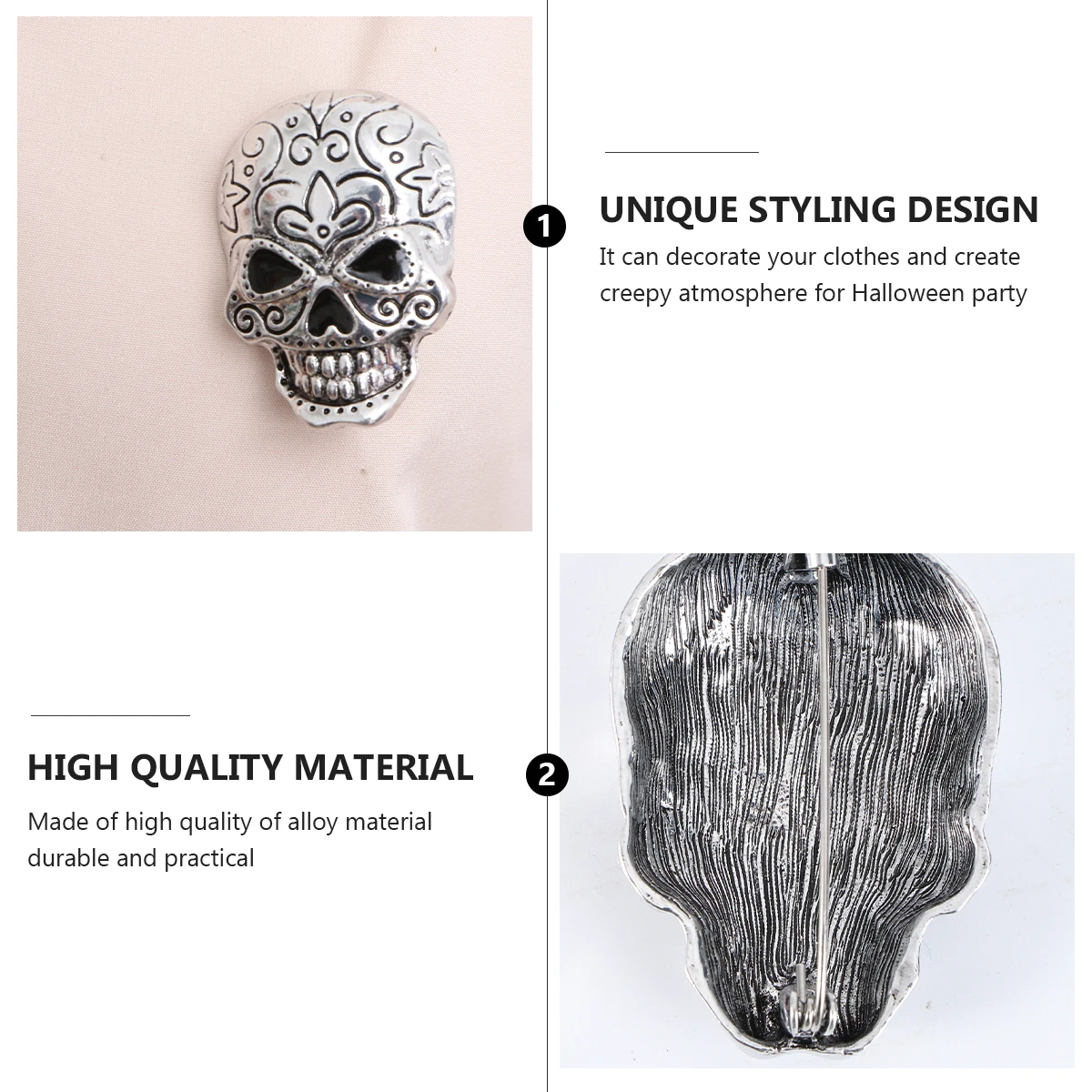 

Retro Skull Brooch Halloween Pin Brooches Decor for Women Vintage Elegant Fashion