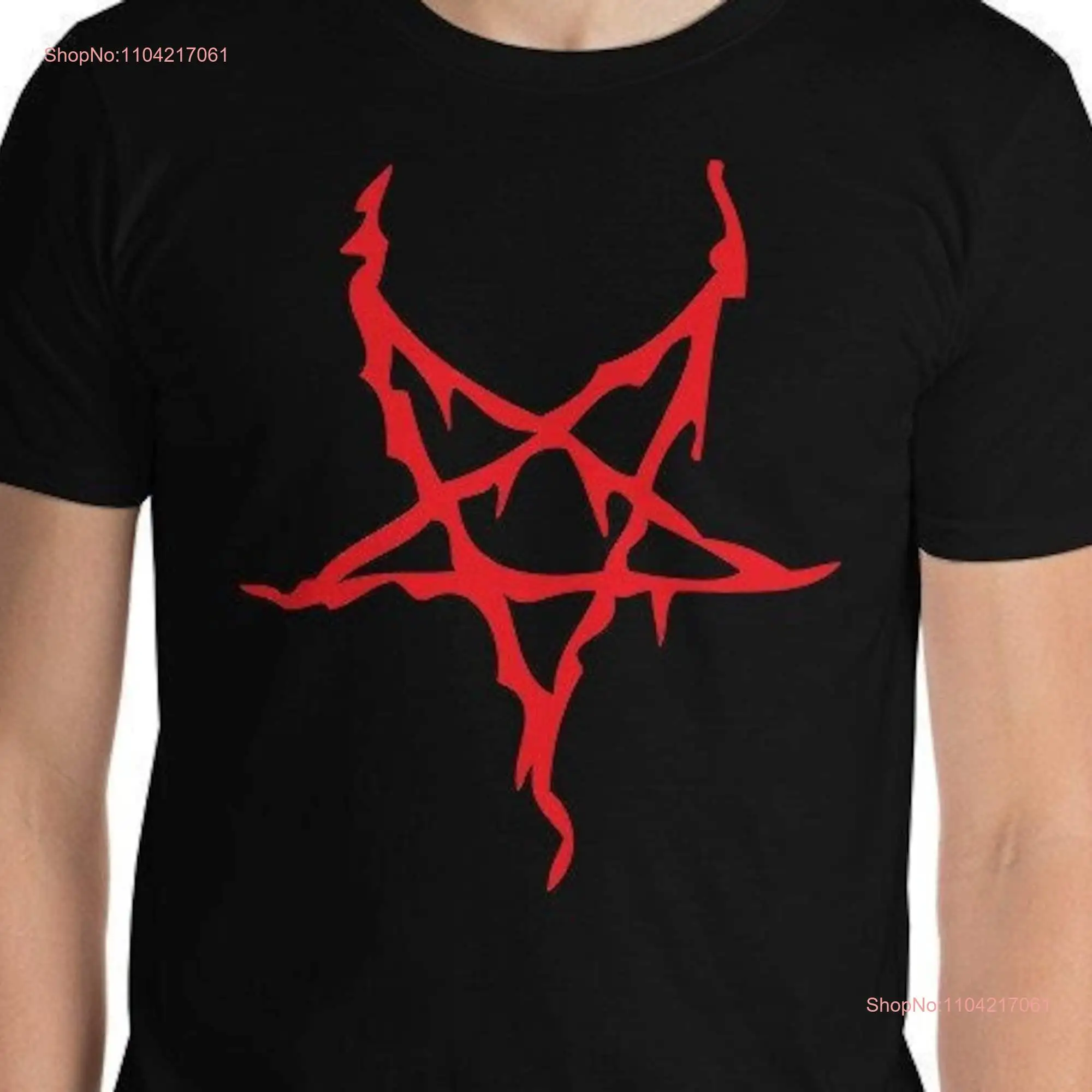 Red Melting Inverted Pentagram Black Metal Style Men's  T Shirt long or short sleeves