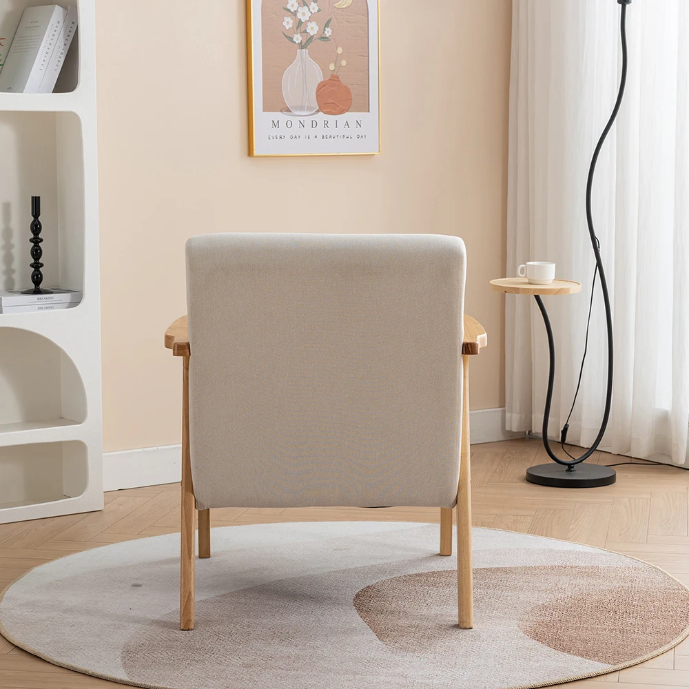 SEYNAR Mid Century Modern Accent Chair,Boucle Uplostered Soild Wood Frame Armchair with Comfy Pillow for Living Room