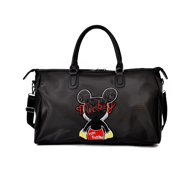 MINISO-bolsa de viaje de negocios con lentejuelas para mujer, bolso de un solo hombro con diseño de Mickey, de gran capacidad, para Fitness y Yoga,