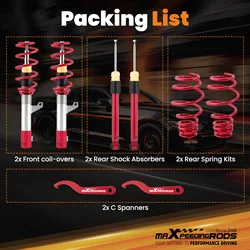 Coilovers Lowering Kit Red for VW Jetta MK5 2006-2011, for Audi A3/TT 2006-2014 For Audi TT 8J (FWD) 2006-2014