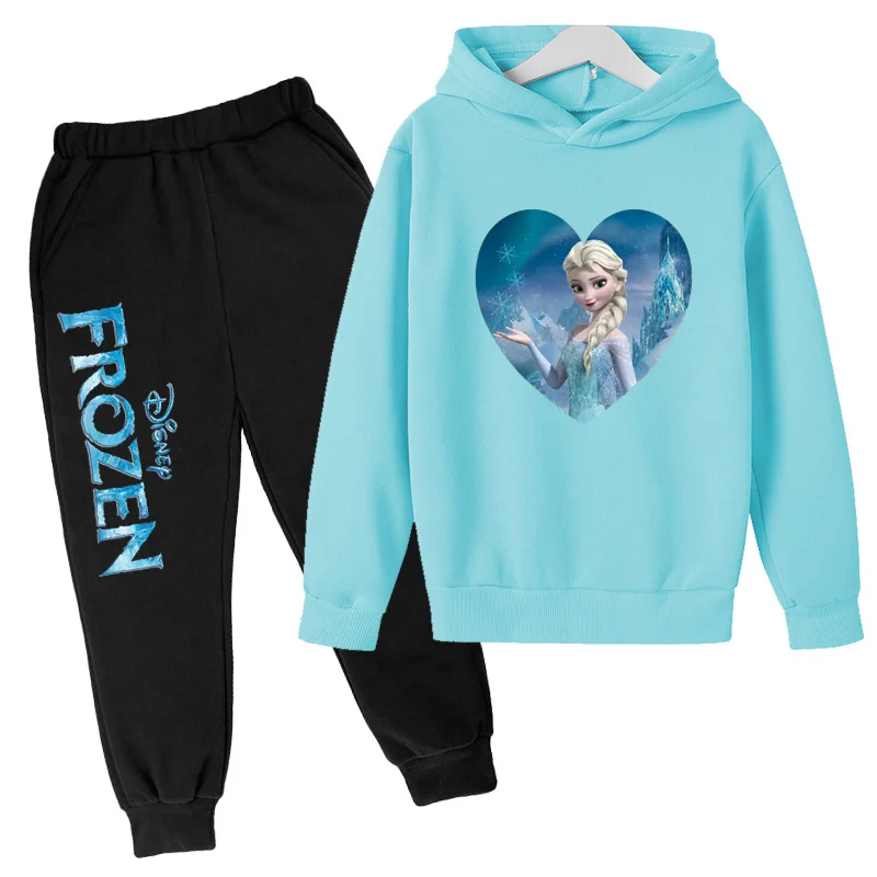 

Children Cute Anime Movie Princess Elsa Printed Sweatshirt Top+Trousers 2P Girls 3-12 Years Old Casual Charming Girl Costume Set