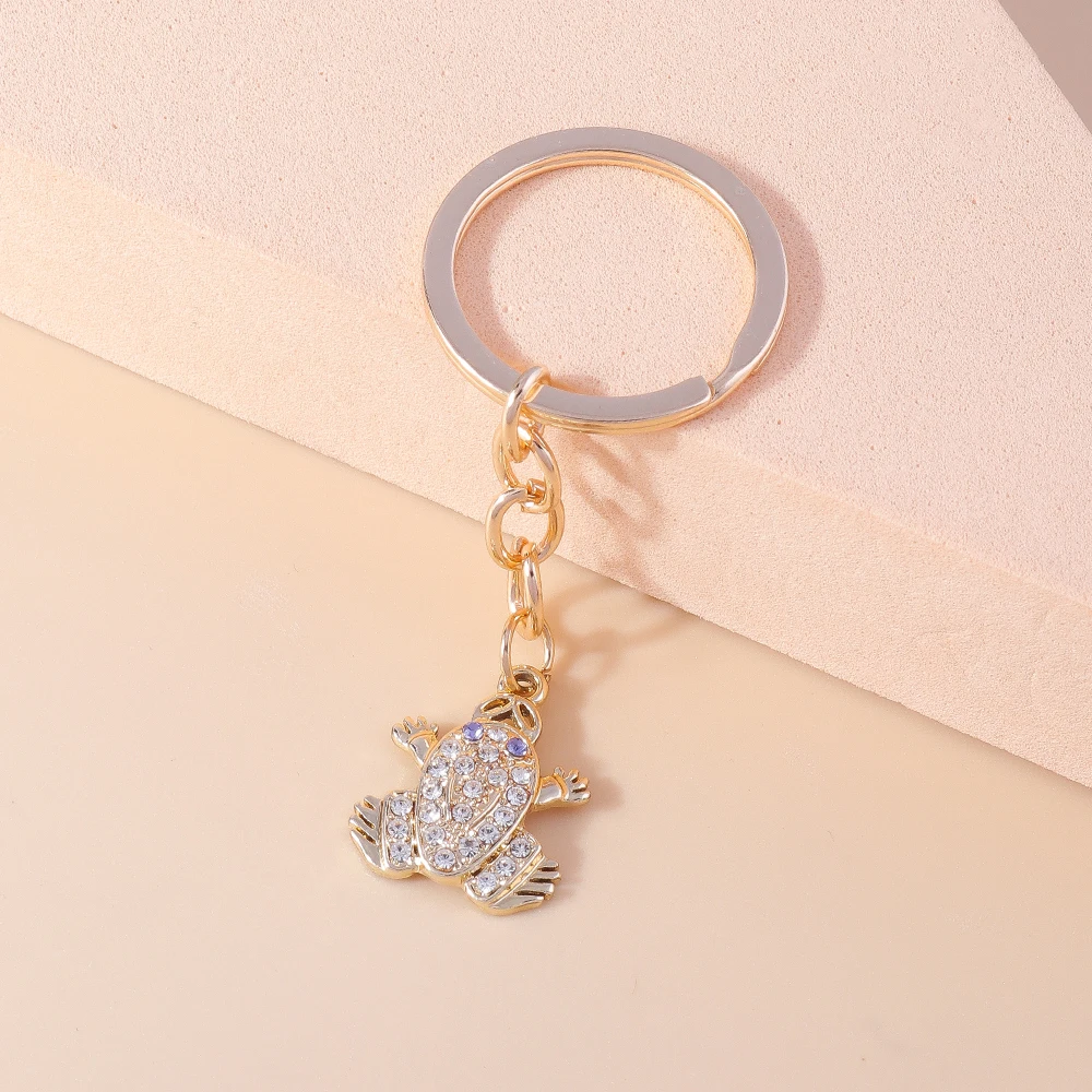 Cute Crystal Tortoise Keychain Animal Frog Keyring Pendants for Women Girls Handbag Decor DIY Jewelry Accessories