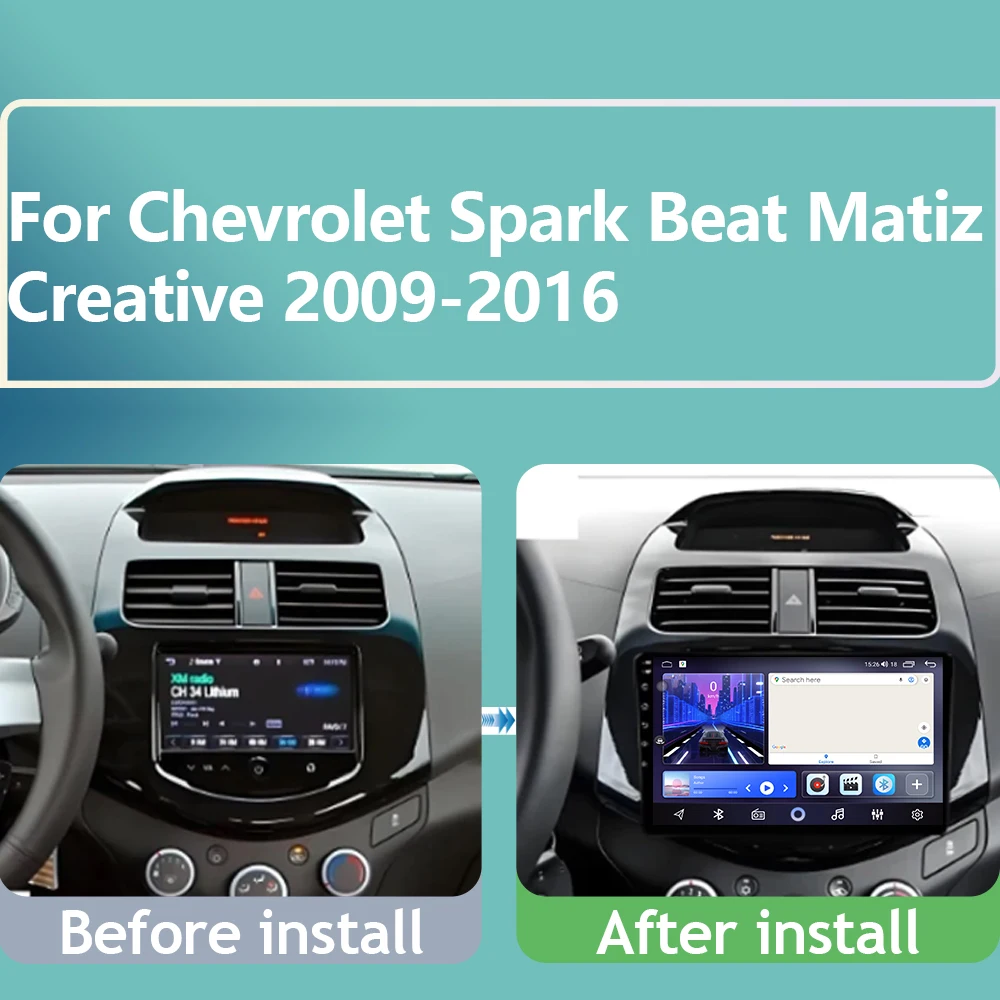 Android 15 Stereo DSP BT For Chevrolet Spark Beat Matiz Creative 2009-2016 QLED Autoradio Navigation Multimedia WIFI Car Radio