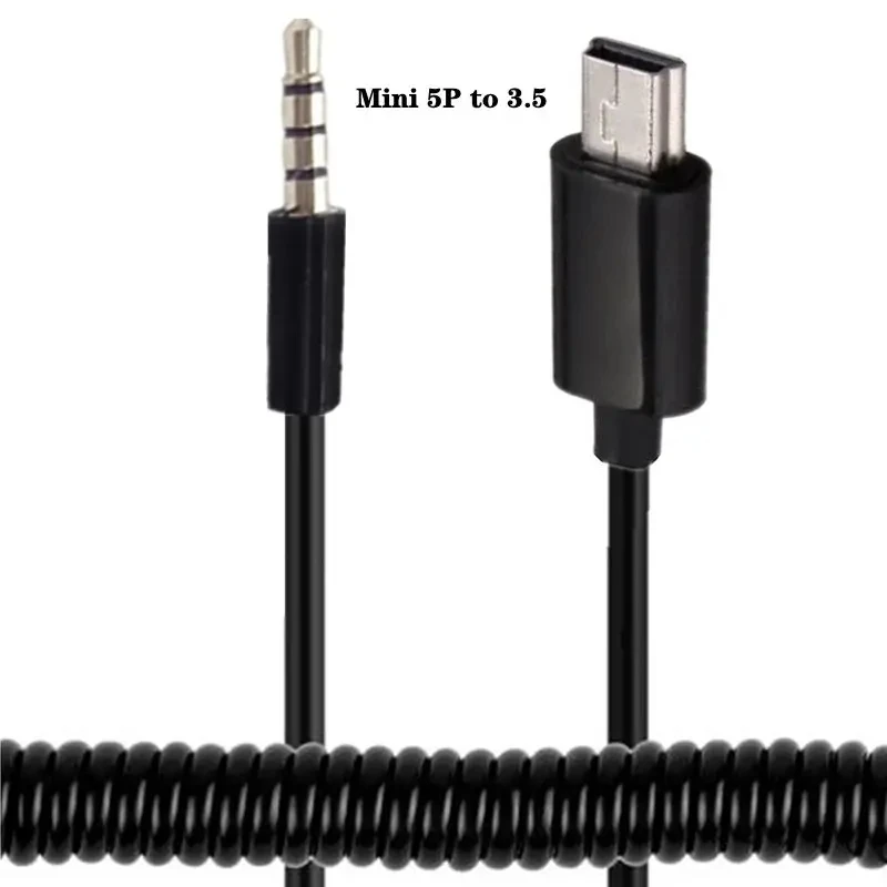 Spring Cable Car Aux Conversion USB Mini 5P Micro 5P Phone Audio Connection Cable Mini To Headphones