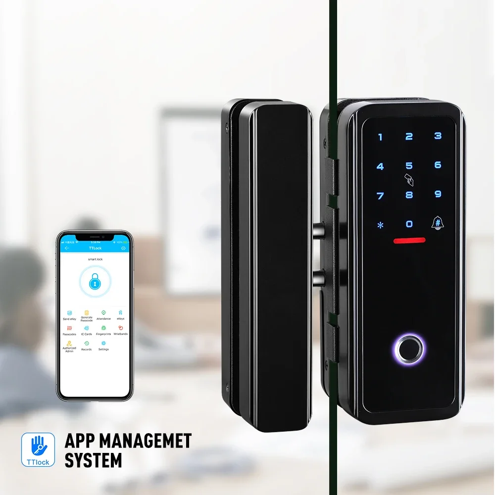 Smartek A9 Scheda RFID in alluminio Password Elettronica digitale biometrica Keyless TTlock Impronta digitale 12mm Porta in vetro Smart Lock