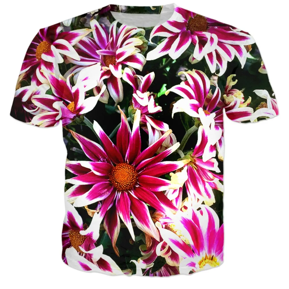 Summer Fashion Flower graphic t shirts for Unisex 3D Printed Street Trend Casual Short Sleeve Tees Round Neck oversized t shirt