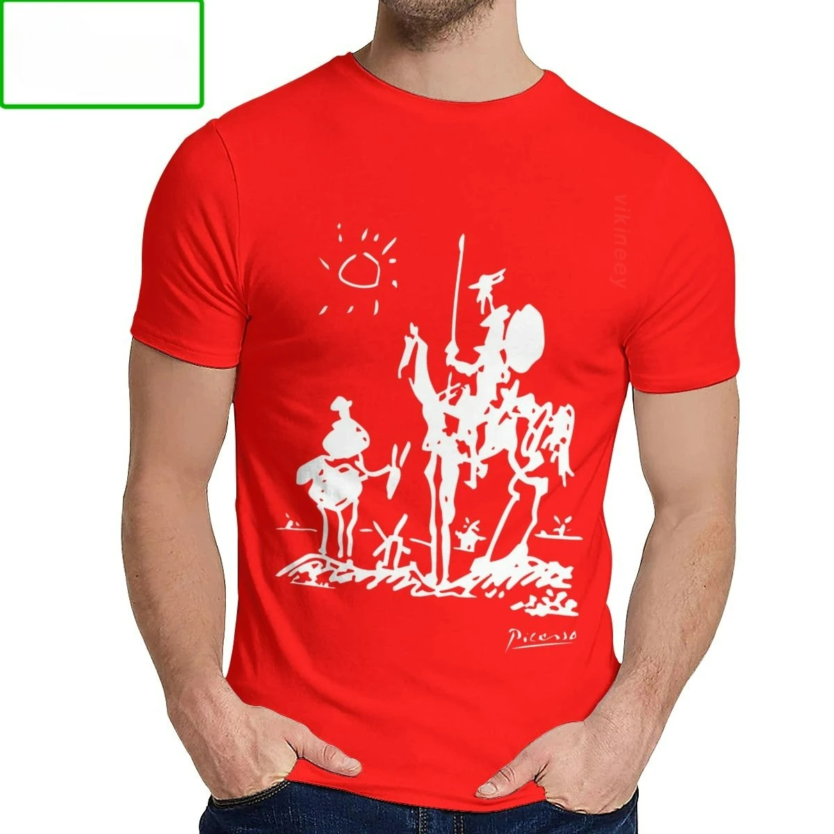 جديد القطن بيكاسو الفن اللوحة الطباعة تي شيرت رجالي دون كيشوت فارس تي شيرت المرأة الشارع الشهير جميلة الكلاسيكية طاقم الرقبة #6