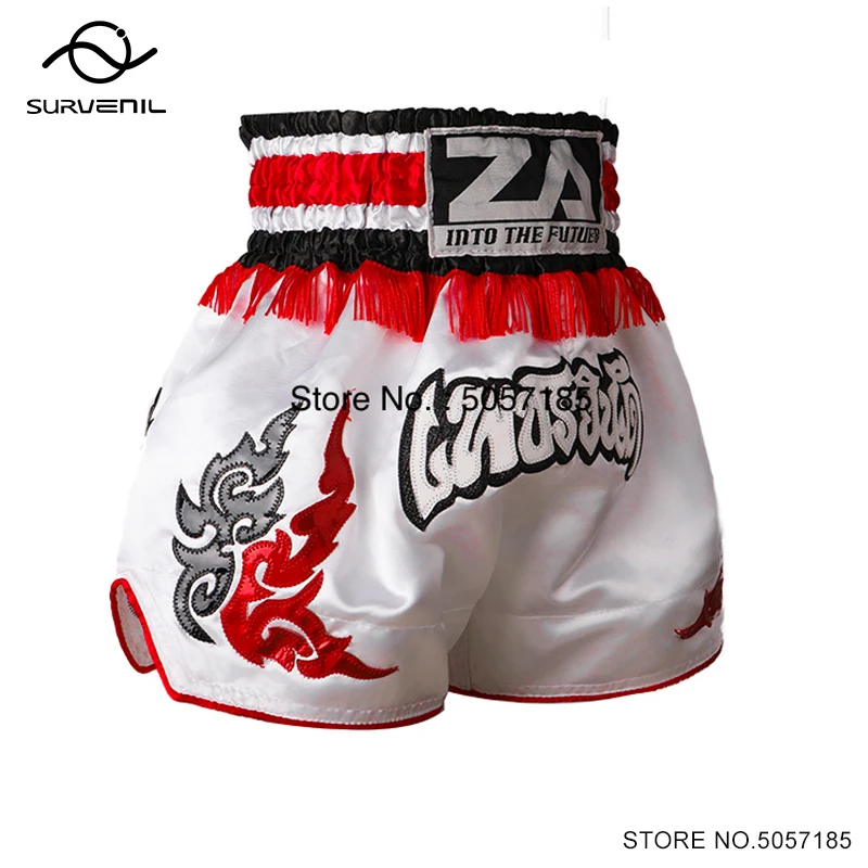 Muay thai curto masculino feminino thai boxe shorts criança premium borlas kickboxing calças luta gaiola roupas de treinamento