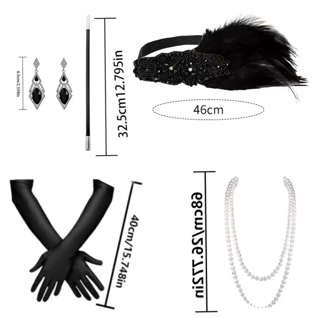 PESENAR "1920s Flapper Glam: أغطية الرأس المصنوعة من الريش، والأقراط واللؤلؤ، مثالية لزراعة 20 ثانية."