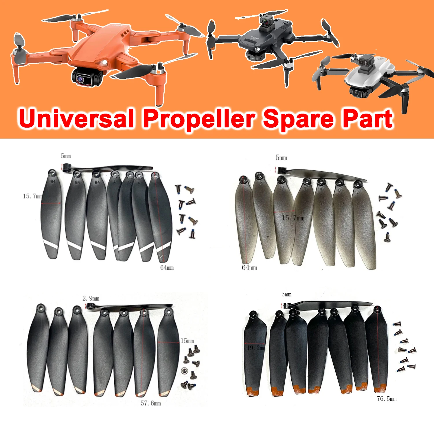 RC Drone Universal Propeller Props Spare Part for LSRC S1S / S2S / KF106 / K918 / K911 / L900 PRO SE MAX / SG108 Wing Blade Part