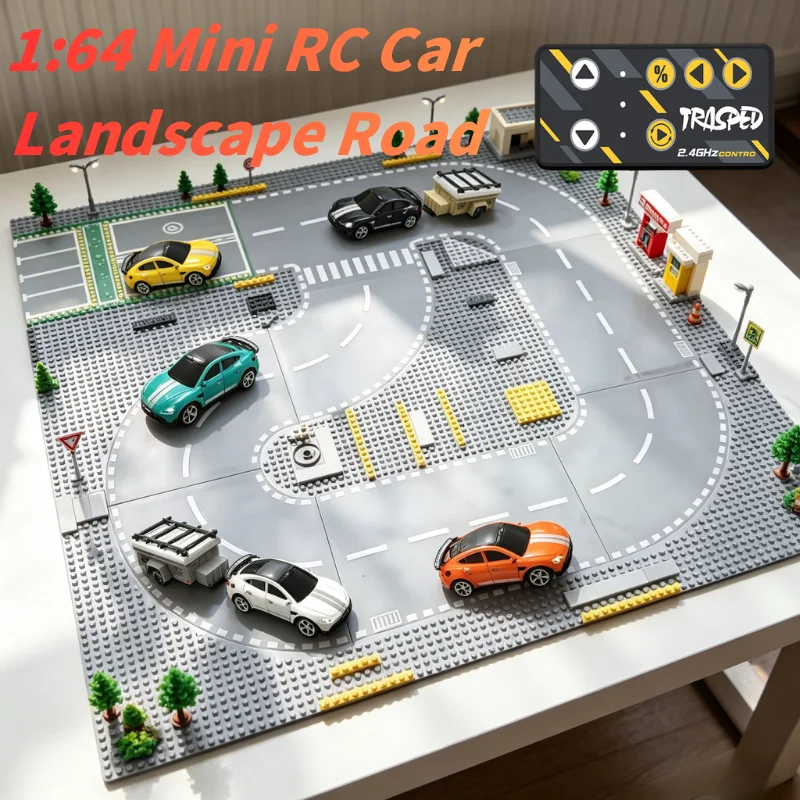 New 1:64 Rc Car Mini 2.4Ghz City Road Handle High Speed Alloy All Terrain Remote Control Car Dual Control Children's Toys Gifts