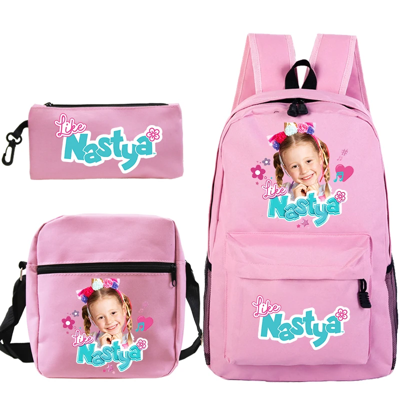 3 stücke Set wie Nastya bedruckte Rucksäcke für Grundschul mädchen Schult aschen niedlichen Mädchen Muster Bücher tasche Kinder rosa lässig Rucksack