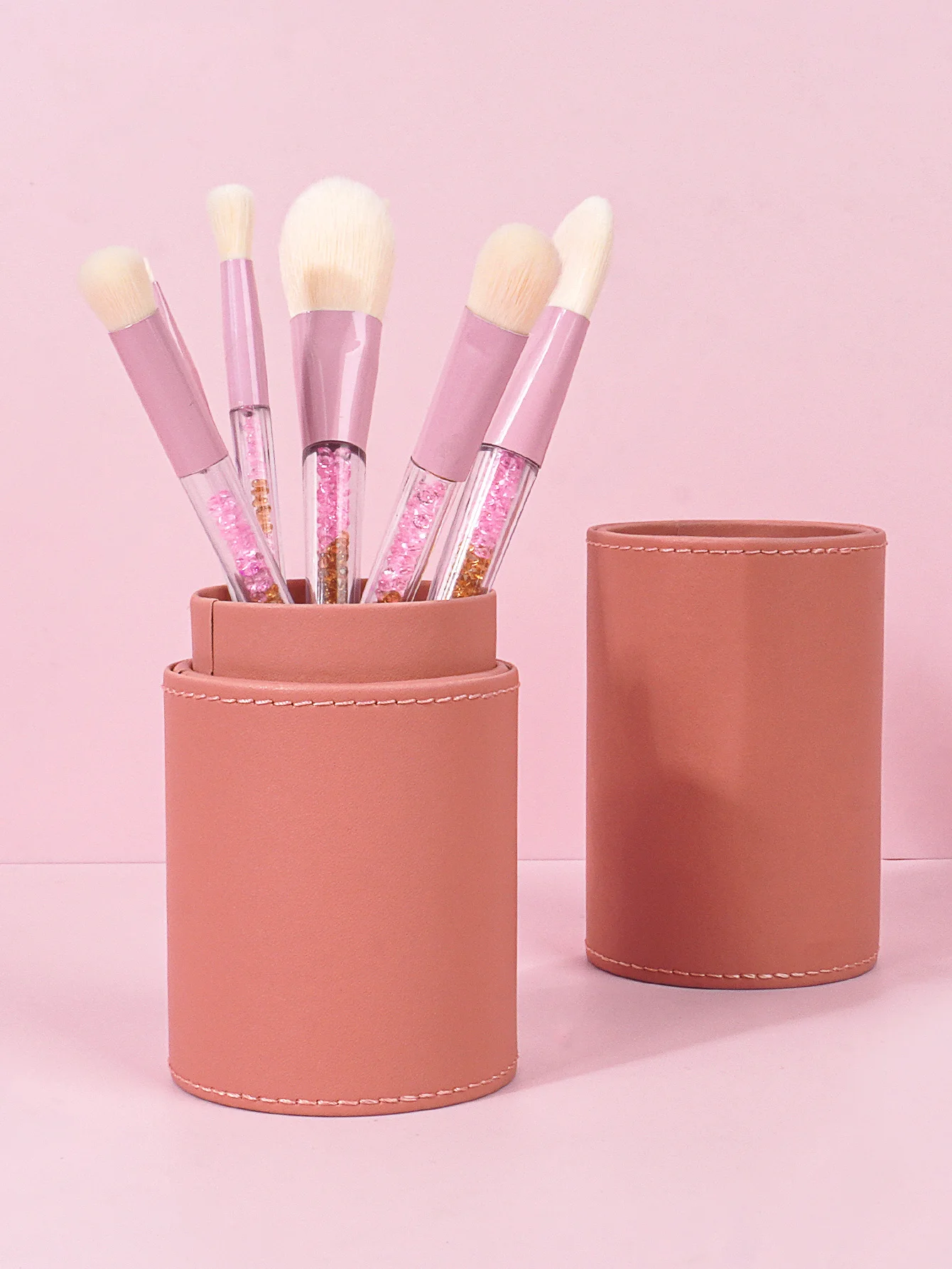 1pcs Makeup Brushes Cylinder PU Leather Pouch Travel Organizer Brushes Cosmetic Case Empty Portable Holder Make up Bucket