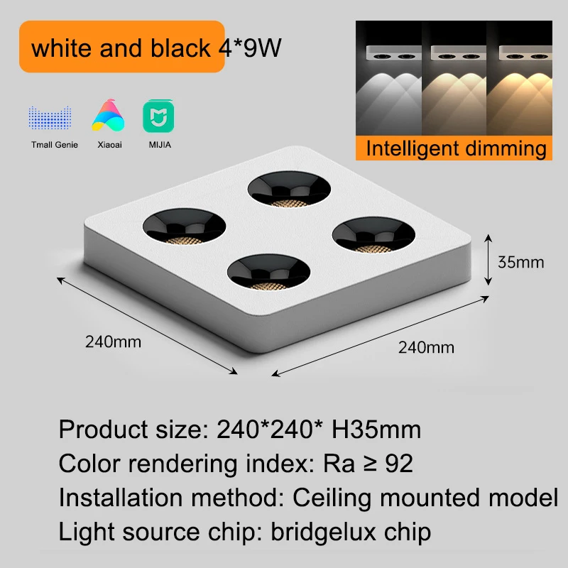 

24*24CM Surface Mounted Led Spotlight Smart Home APP Ctrl Light 35mm Ultra-Thin Ceiling Lamp 36W Key Lighting AC110-220V