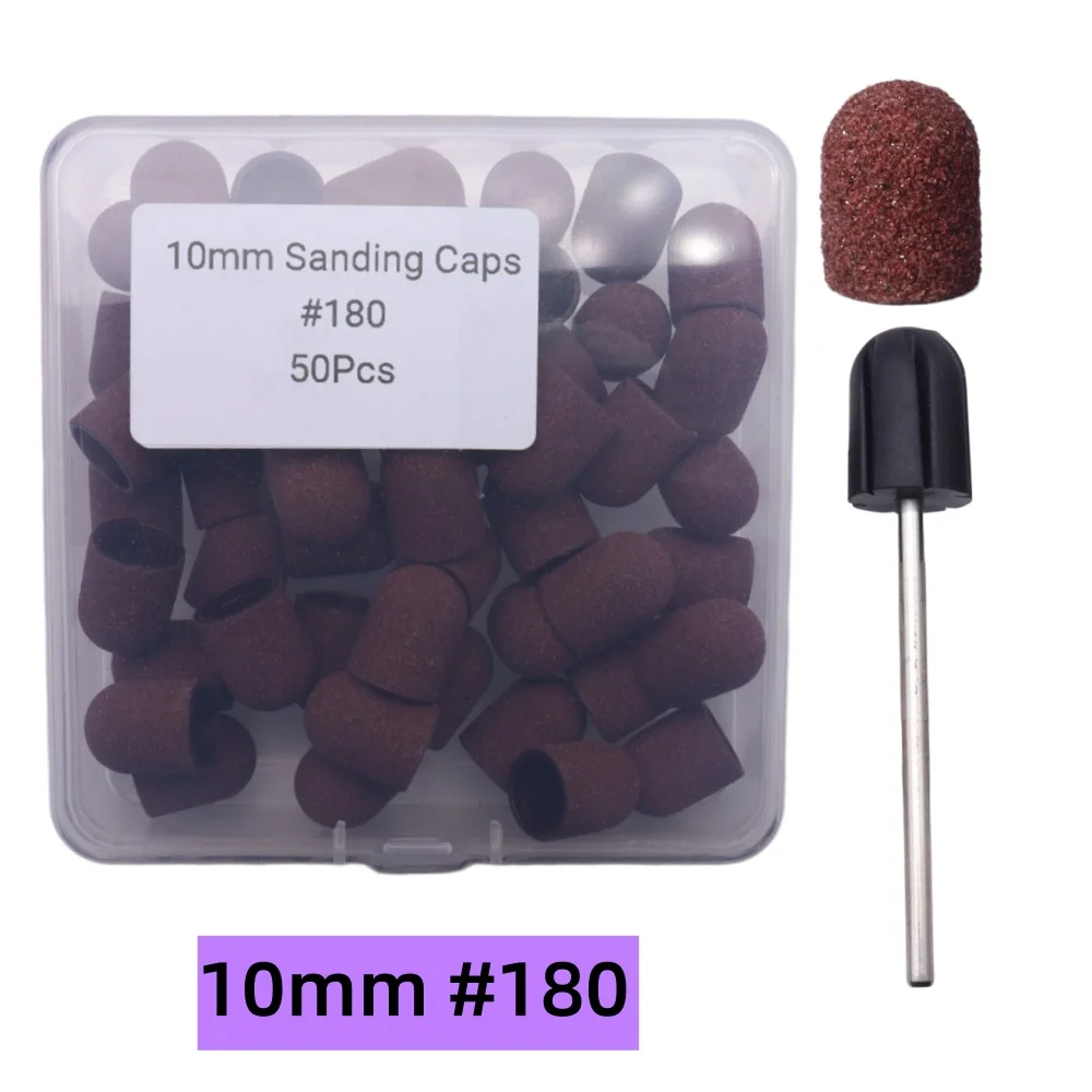50 Stück Schleifkappen mit Dorn – Nagelbohrer-Hülsen-Set für Maniküre, Pediküre und Hornhaut