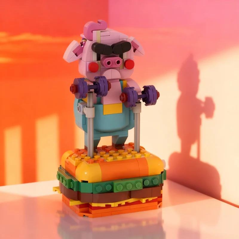 

299 деталей MOC Конструктор «Порки С. Памп» (модель бургерной) для сборки, развивающая игрушка, идея для подарка на Рождество, креативный подарок