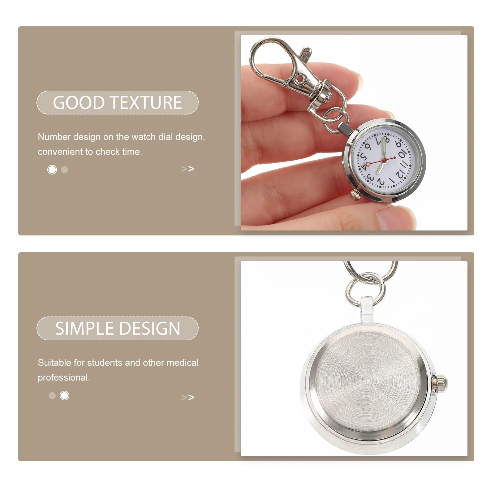 

Large Dial Pocket Watch Precise Number Design Luminous Pointer Students Hanging Clip on Keychain Watch for School Kids Boys