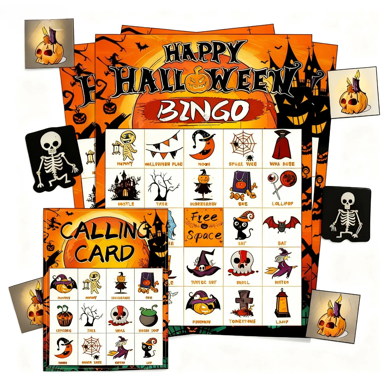 Board Game For 5 Players - Halloween Bingo Game Table Cards -