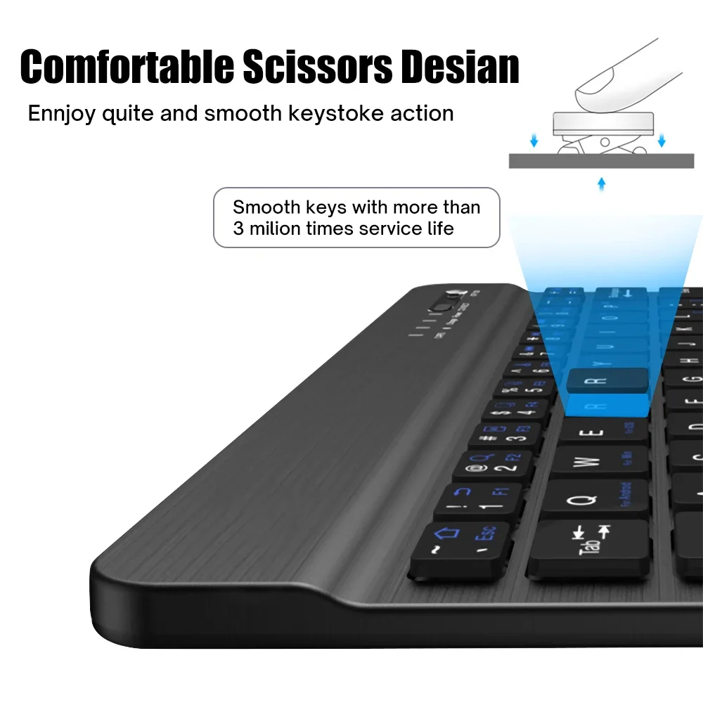 Teclado e Mouse sem Fio Compatível com Bluetooth, Tablet, iPad, Huawei, Samsung, Xiaomi, iOS, Android, Windows