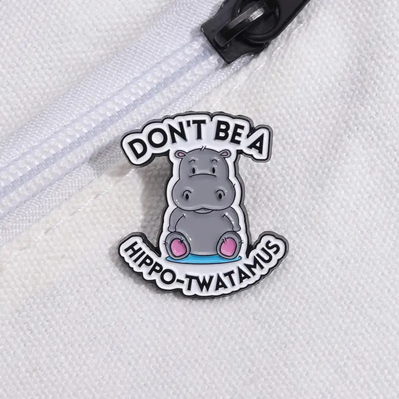 Hippo Brooch Pin Funny Metal Animal Badges Backpack Decorations Apparel Badges Cute Hippo Brooch Jewelry For Clothes Bags