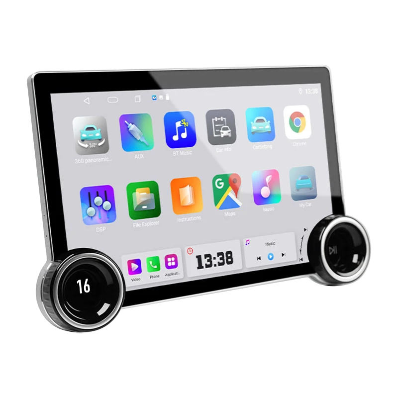 Dual Knobs android car android auto 4GB++64GB dsp audio processor IPS 9 10 inch android 13 car stereo touch screen dvd player