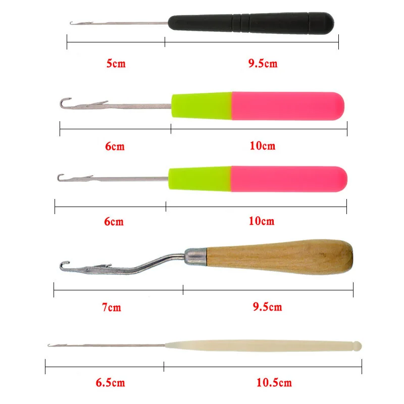 5Pcs/Set Latch Hook Crochet Needle Kit Dreadlocks Knitting Hair Extensions Styling Tool For Braiding Weave Wig Craft with Tongue