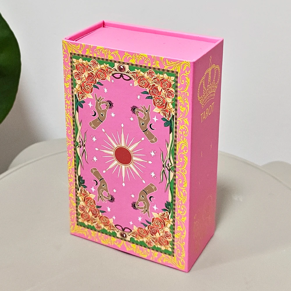 12x7cm Waterproof Durable PET Plastic Tarot Pink & Rose Gold Foil Tarot Cards 78-Card Deck with Box - view 3