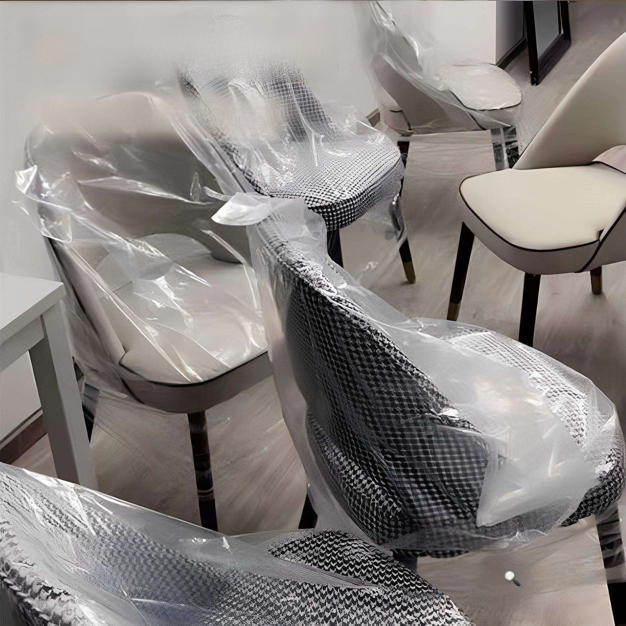 

Одноразовый пылезащитный чехол для стула: защитная накидка для стульев в отелях, офисах, столовых, грязеотталкивающий серый чехол для домашнего использования (ткань)