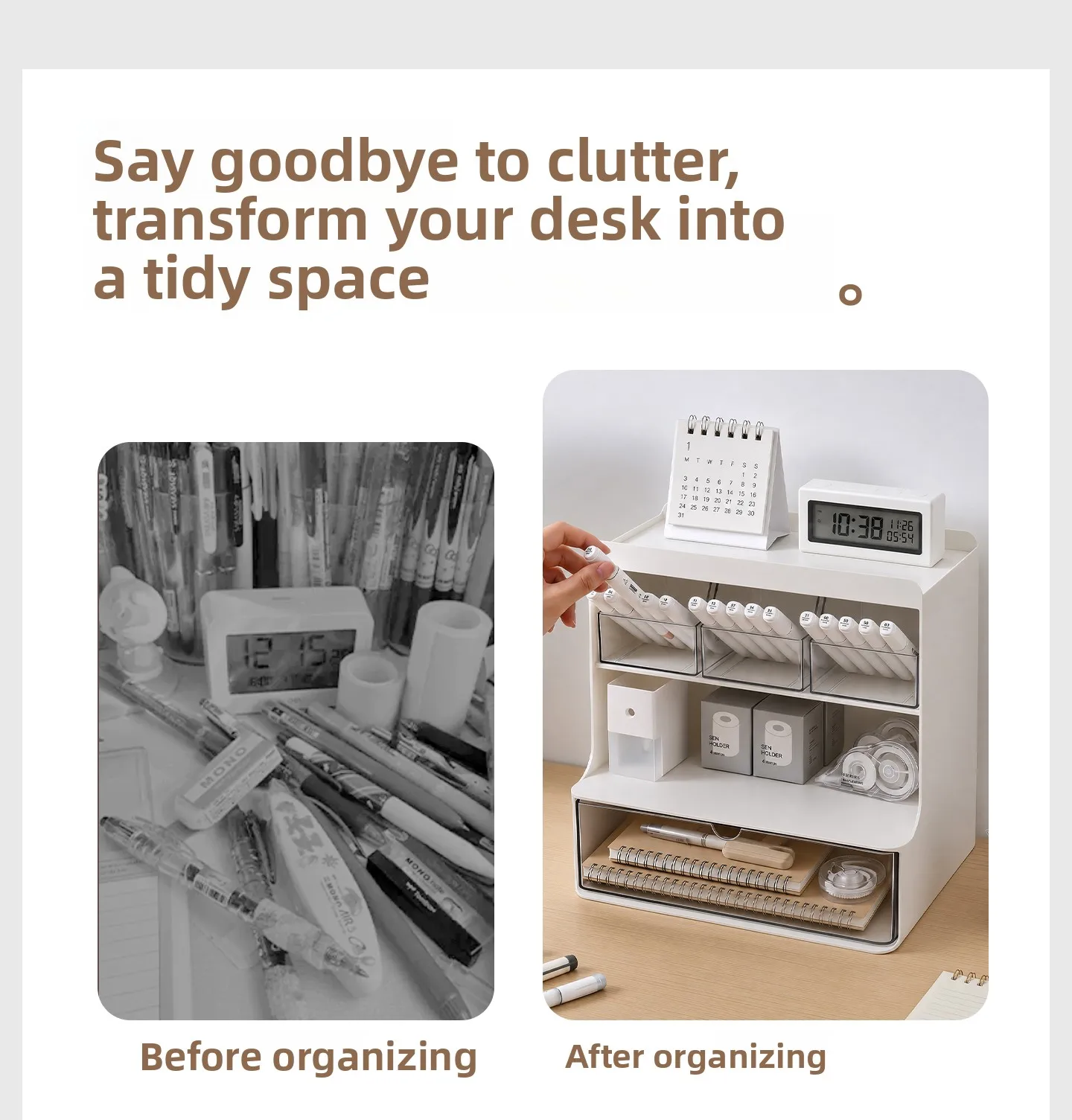 Desktop Drawer-Style Multi-Layer Plastic Organizer for Office & Student Desks — detail 3