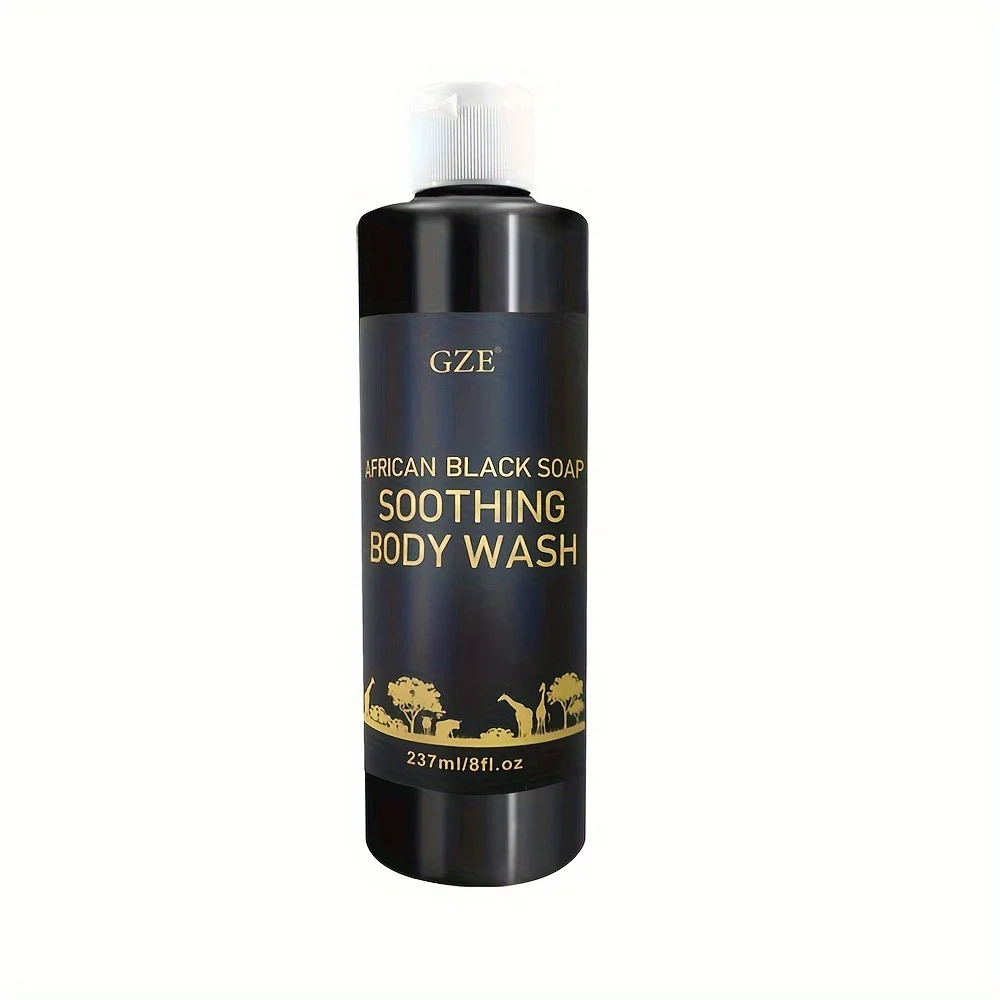 African Black Soap Body Wash - Natural Cleansing Formula with Shea Butter and Coconut Oil for Hydrated Skin - Moisturizing