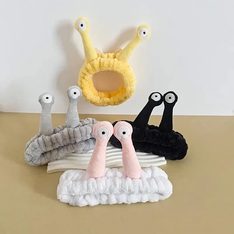 Cute Animal Ears Headbands with Fluffy Ball Soft Coral Fleece Elastic Hair Band For Women Washing Face Makeup Cosmetic