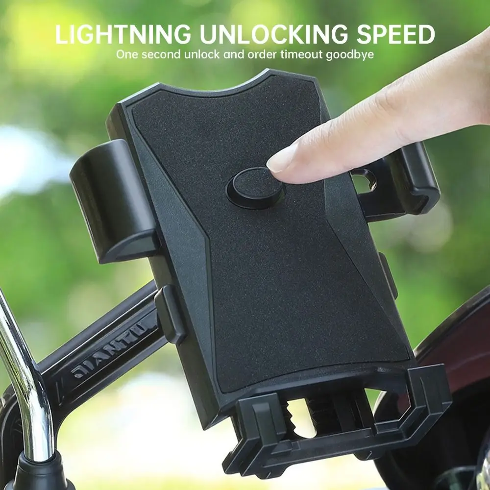 Black Motorcycle Mobile Phone Holder Waterproof Shockproof Phone Bracket Rotatable Sunscreen Phone Stand