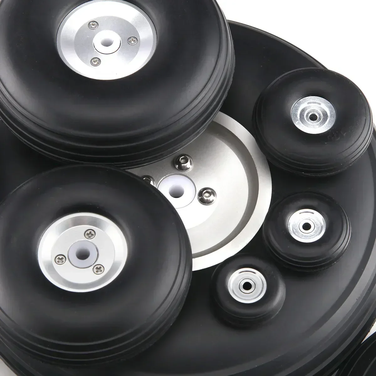 1 Pair Sky-Fly RC Model PU Wheels With Aluminum Hub Multi-size 1 inch to 5 inch