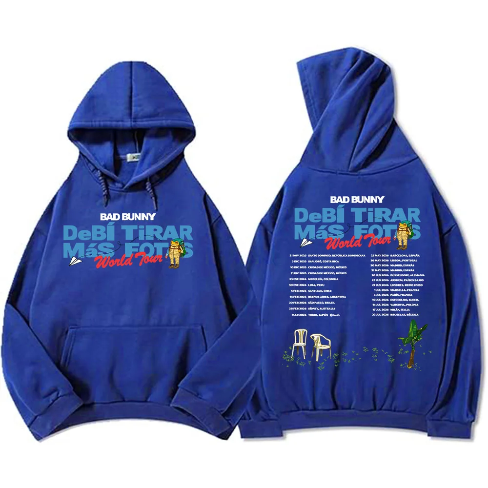 Bad Bunny Deb í Tirar M á s Fotos World Tour Hoodie Long Sleeve Hoodie Sportswear Unisex Street Wear Men's Printed Top