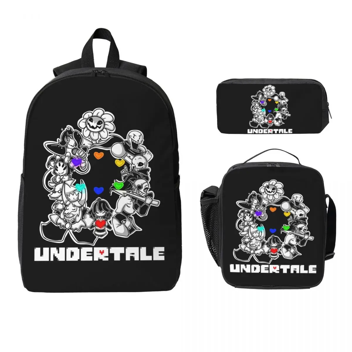 Game Undertale Determination Backpack Boys Girls BookBag School Bag Computer Shoulder Bags 3ps Insulated Lunch Bag Pencil Case