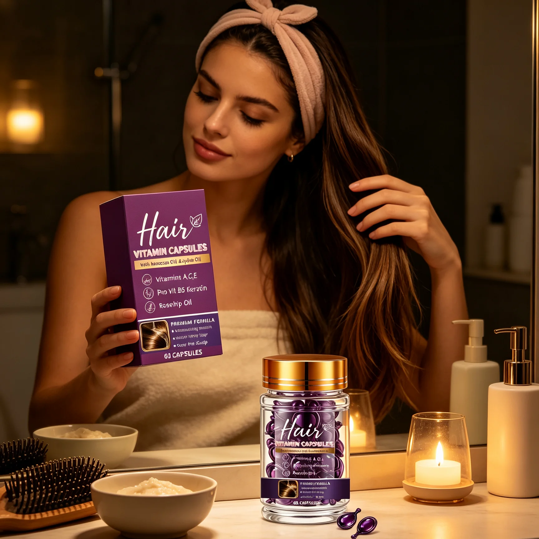 Hair Vitamin Capsule Hydrating Treatment for Very Dry and Damaged Hair Repair Rosehip Oil Keratin Anti Frizzy Hair Oil Capsules
