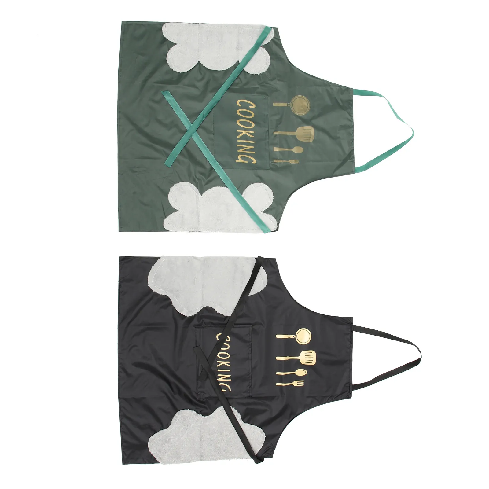 2 個防水エプロンキッチン耐油装飾調理用ハンドワイピング耐久性のある長寿命通気性快適簡単