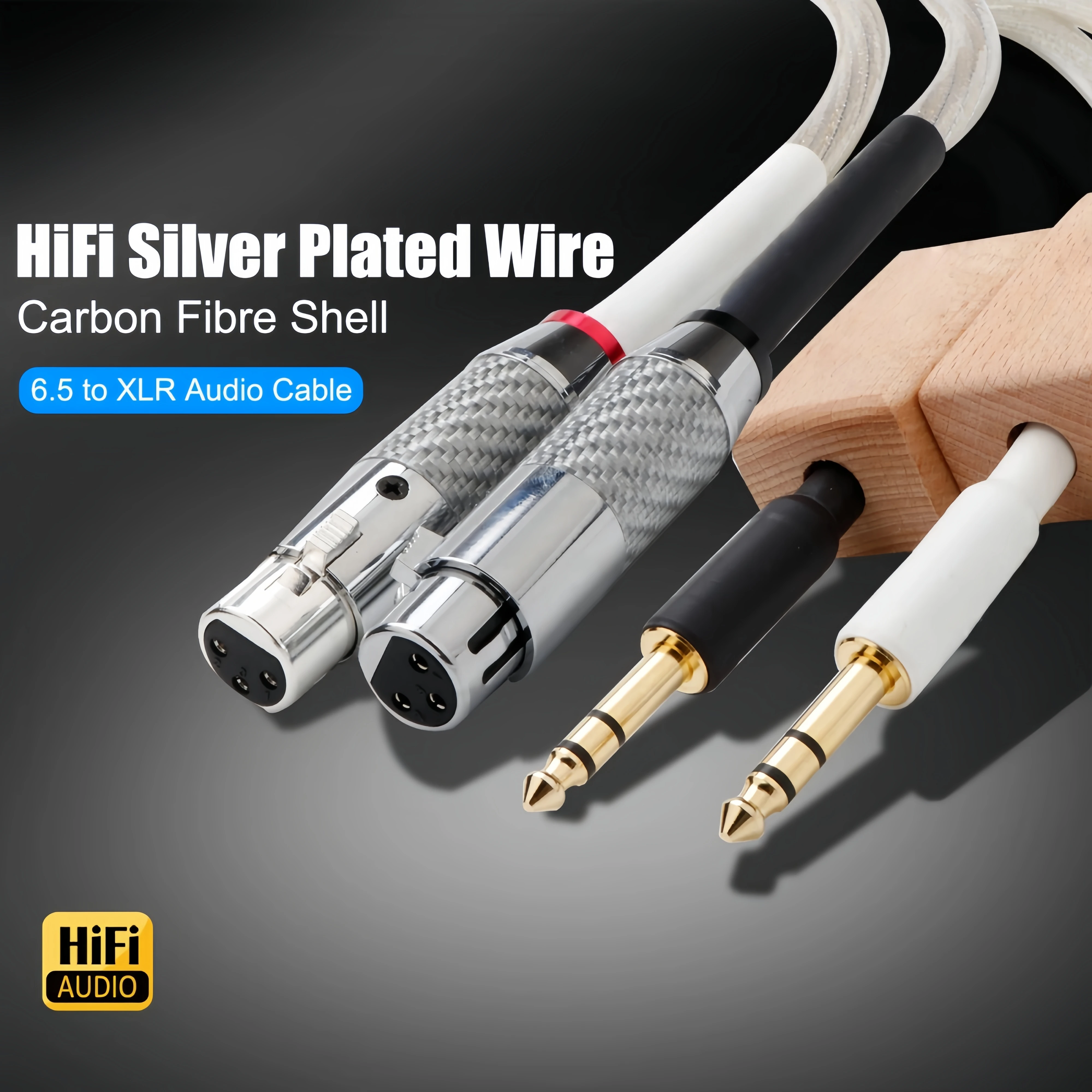 

HiFi 6.5 to XLR Cable for Mixer Hi-end OFC Silver Plated Dual 6.35mm TRS Male to 2XLR Male/Female Plug Audio Cable