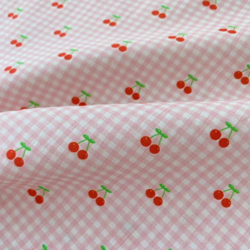 

Ins Pink Cherry Cotton Fabric For Shirt Skirt Top Cheongsam Doll Clothing Dress Handmade Sheet Curtain Fabrics