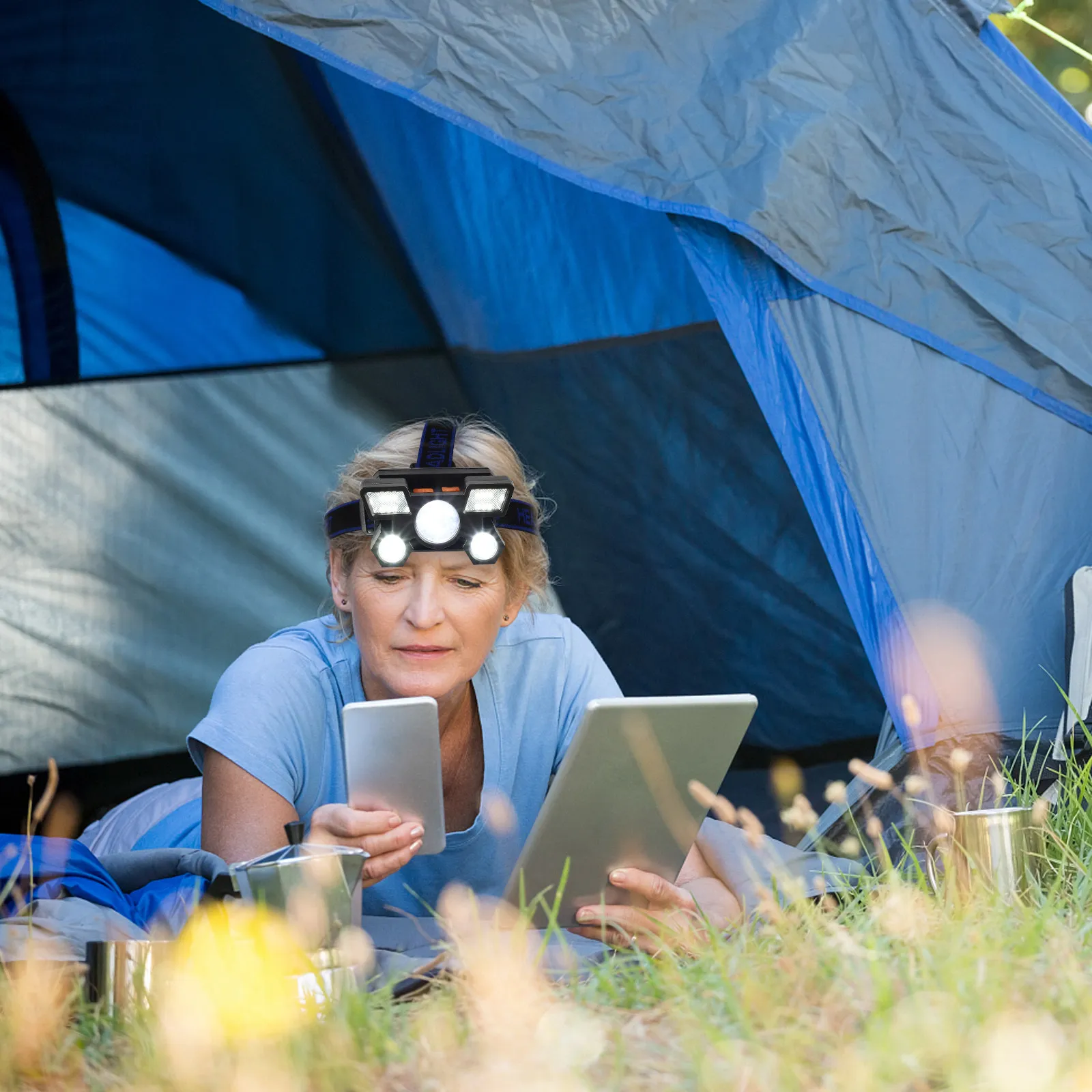 

1 шт. Мощный светодиодный налобный фонарь, перезаряжаемый, для активного отдыха, универсальный, для бега, рыбалки, велоспорта, портативный рабочий фонарь